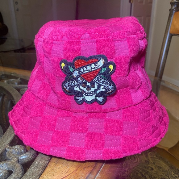 Ed Hardy Accessories - Ed Hardy Burgundy Bucket Hat